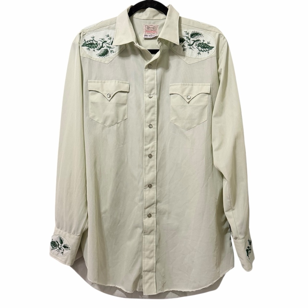 Vintage H Bar‎ C ranch wear permanent press king tail mint green.